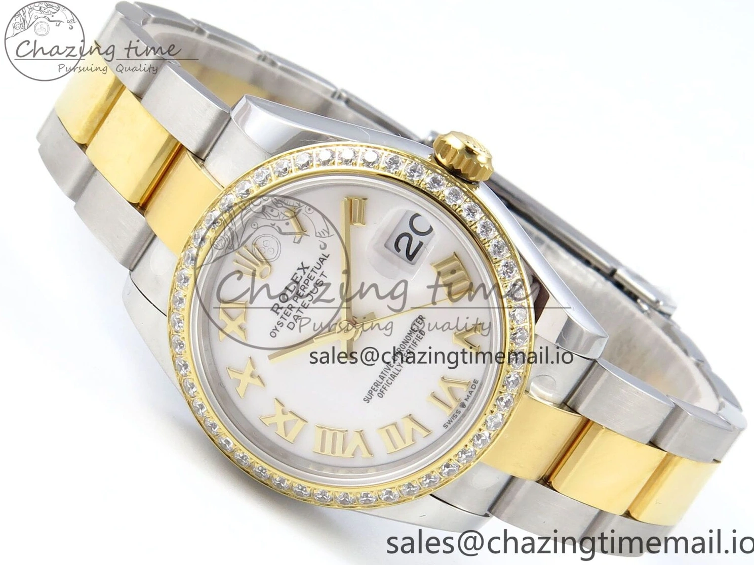 MiroTime 0317 DateJust 31 278383RBR ARF 1:1 Best Edition 904L Steel White Roman Dial Diamonds Bezel on SS YG Oyster Bracelet ETA Cozy 400